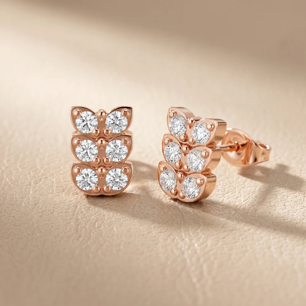 Verona Scallop Round Diamond Earrings