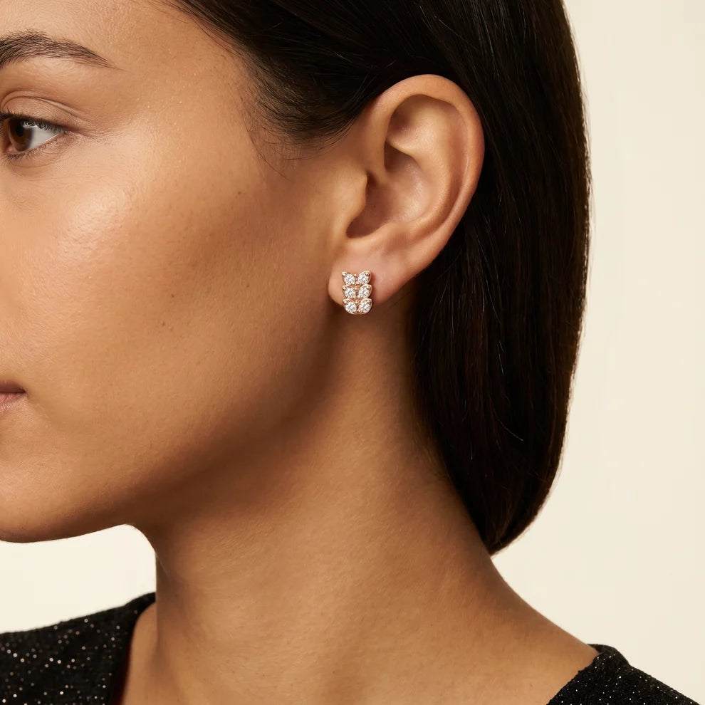 Verona Scallop Round Diamond Earrings