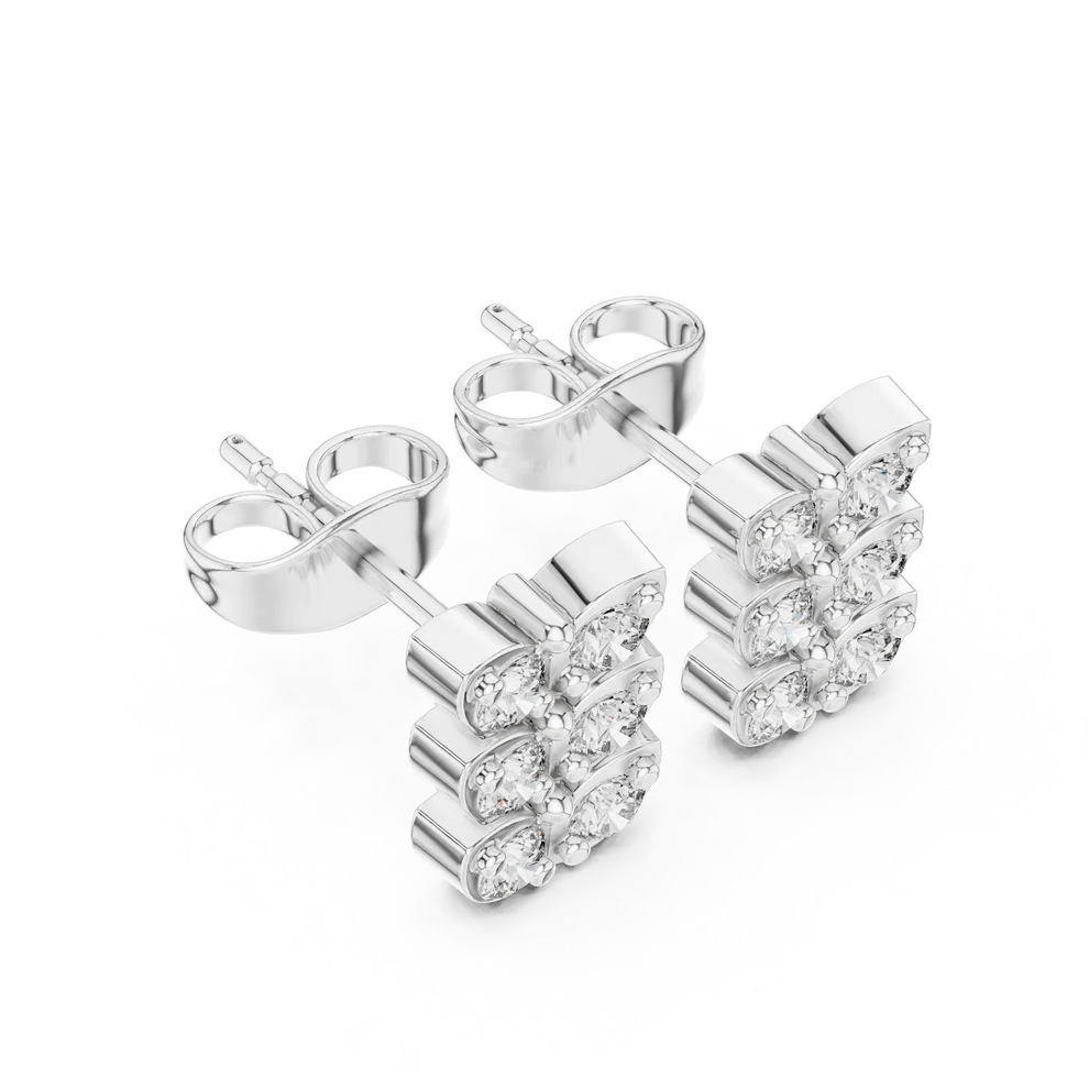 Verona Scallop Round Diamond Earrings