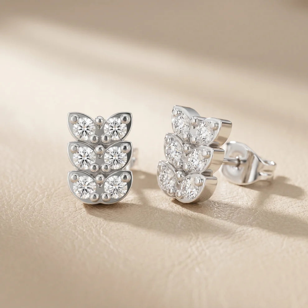 Verona Scallop Round Diamond Earrings