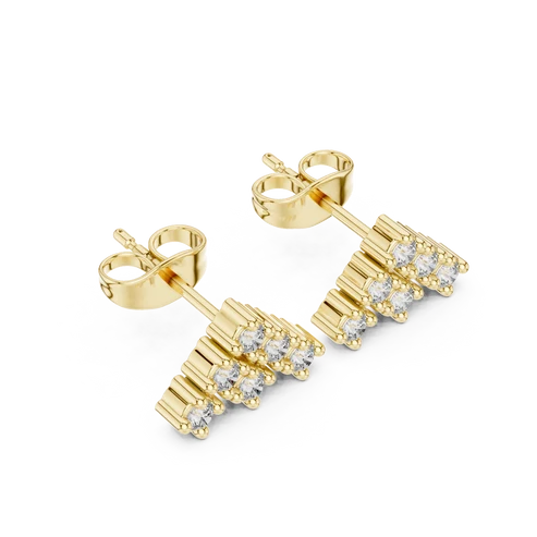 Triad Pyramid Round Diamond Earrings