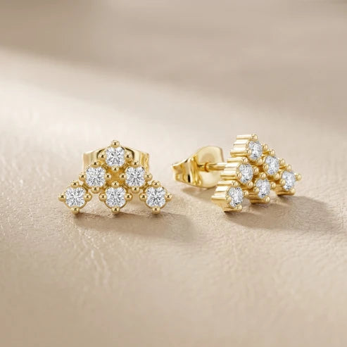 Triad Pyramid Round Diamond Earrings