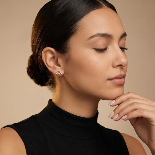 Triad Pyramid Round Diamond Earrings