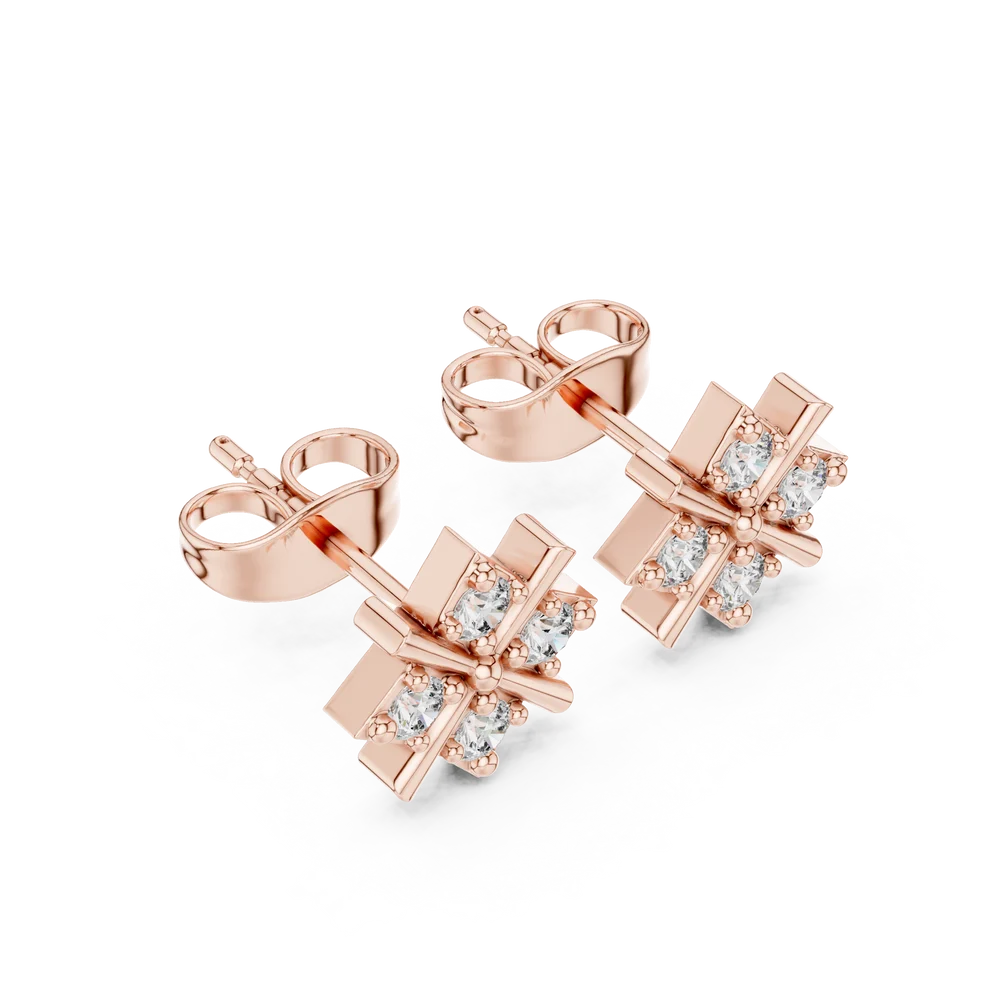 Quadra Star Round Diamond Earrings