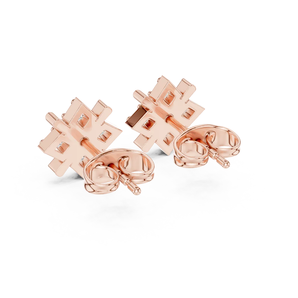 Quadra Star Round Diamond Earrings