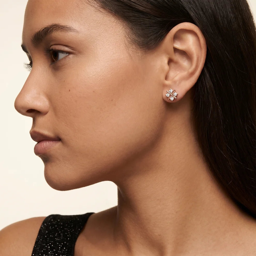 Quadra Star Round Diamond Earrings