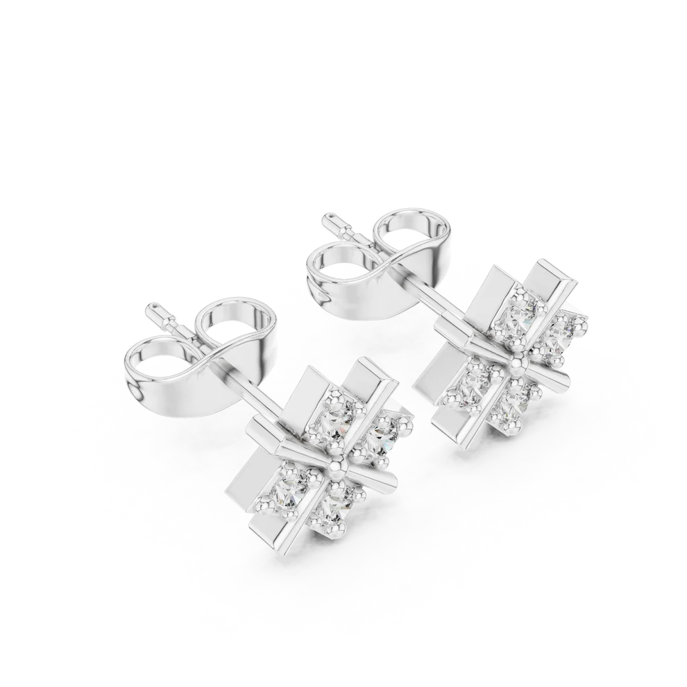 Quadra Star Round Diamond Earrings