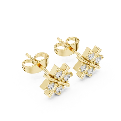 Quadra Star Round Diamond Earrings