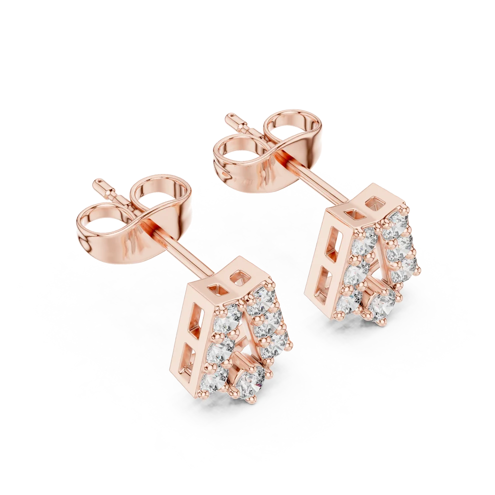 Chevron Essence Round Diamond Earrings