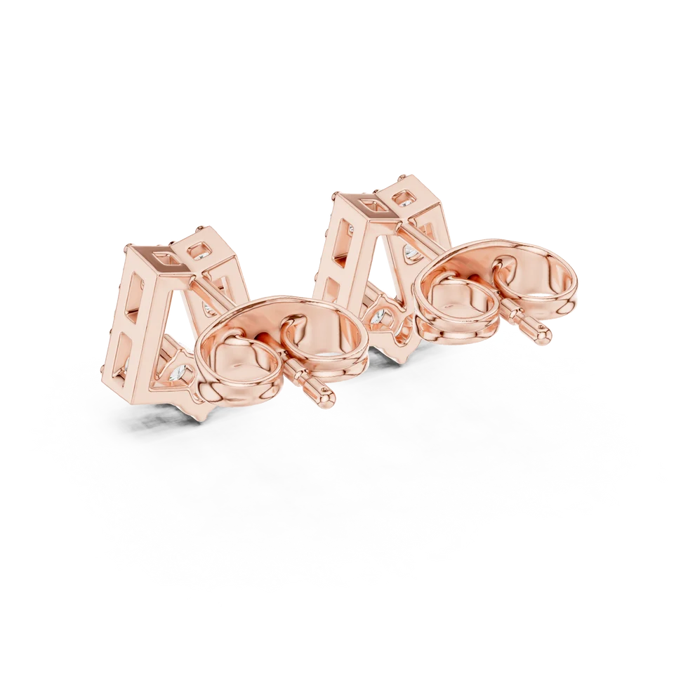 Chevron Essence Round Diamond Earrings