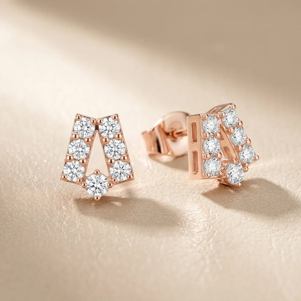 Chevron Essence Round Diamond Earrings