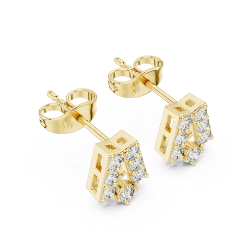 Chevron Essence Round Diamond Earrings