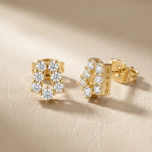 Chevron Essence Round Diamond Earrings