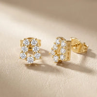 Chevron Essence Round Diamond Earrings