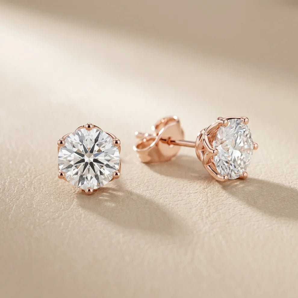 Petal Round Diamond Earrings