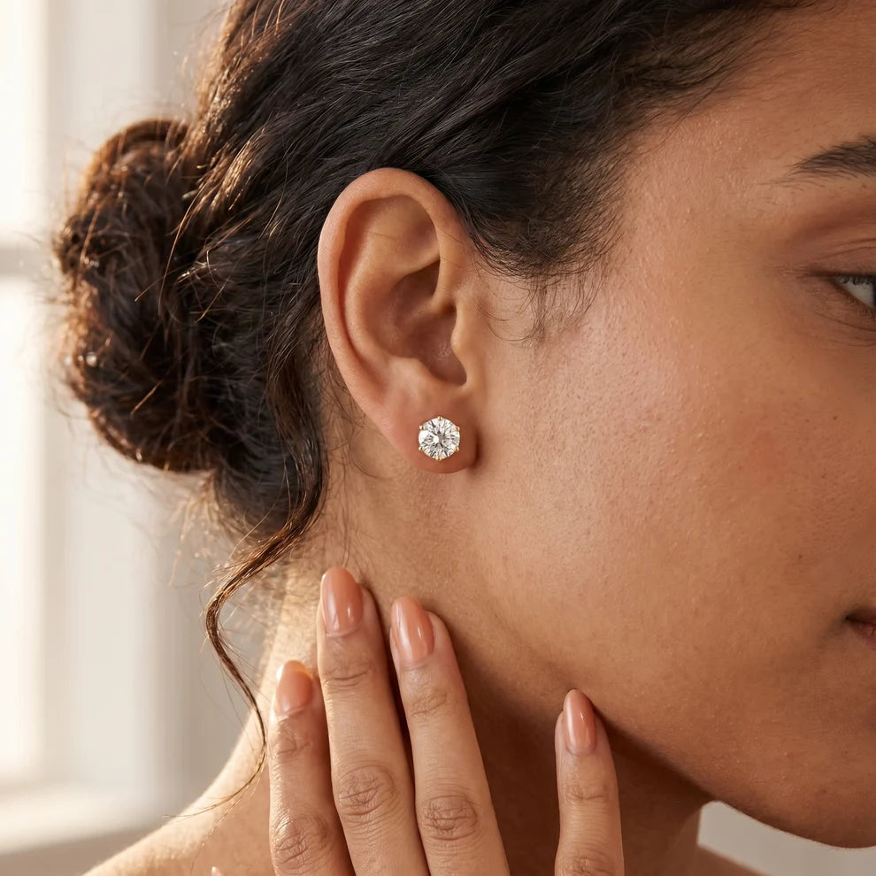 Petal Round Diamond Earrings