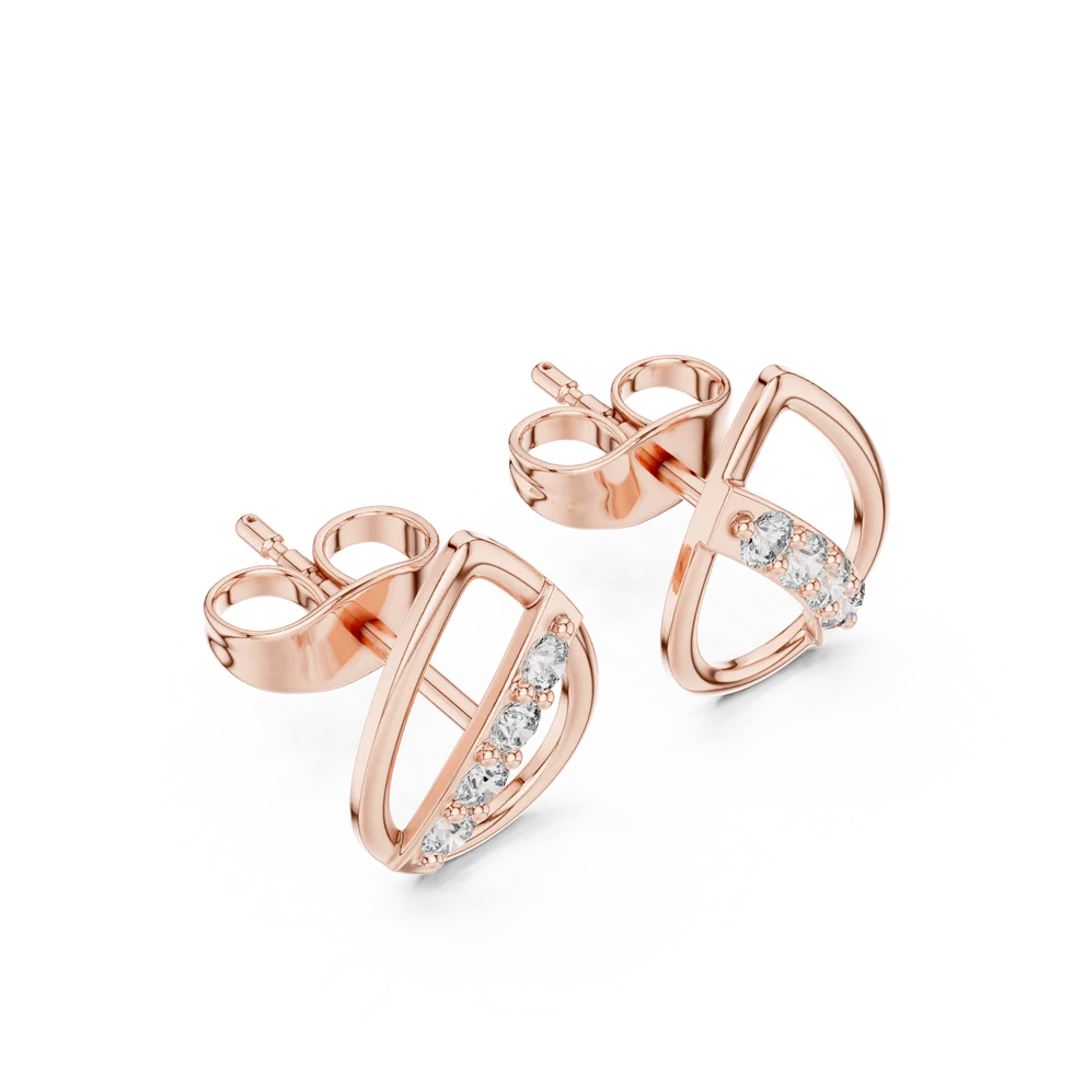 Wave Round Diamond Earrings