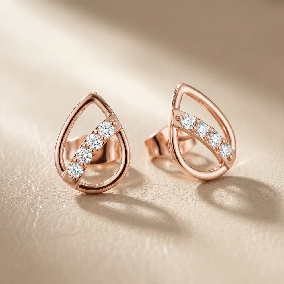 Wave Round Diamond Earrings