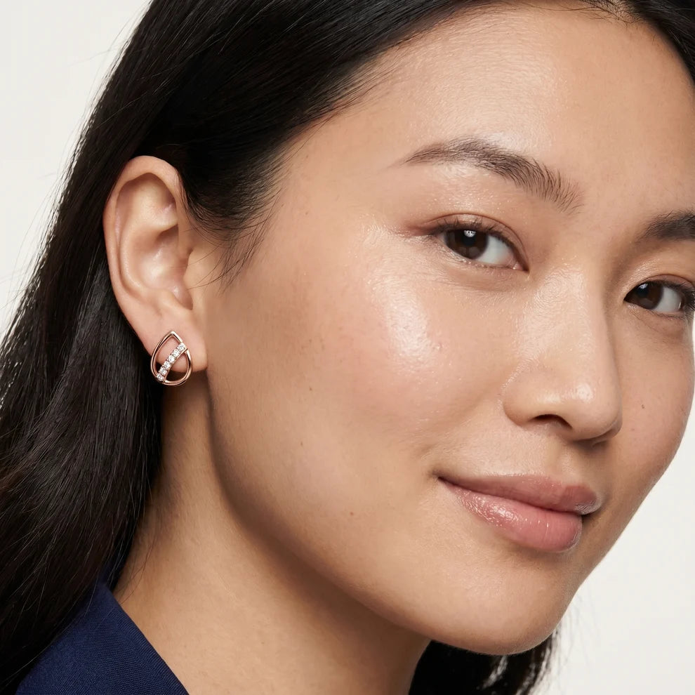 Wave Round Diamond Earrings