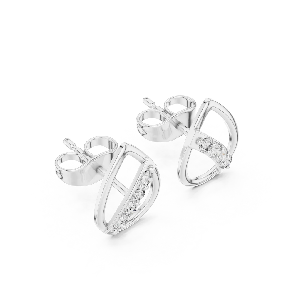 Wave Round Diamond Earrings