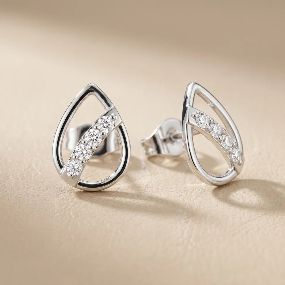 Wave Round Diamond Earrings