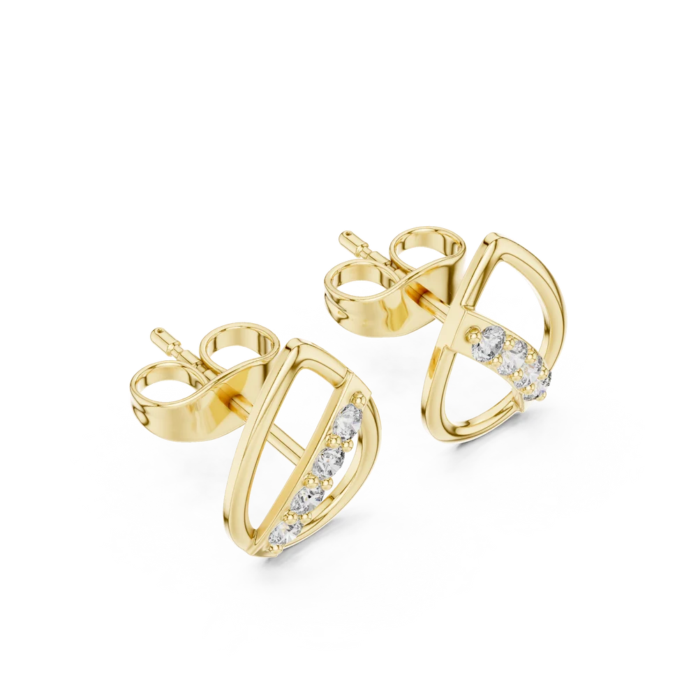 Wave Round Diamond Earrings