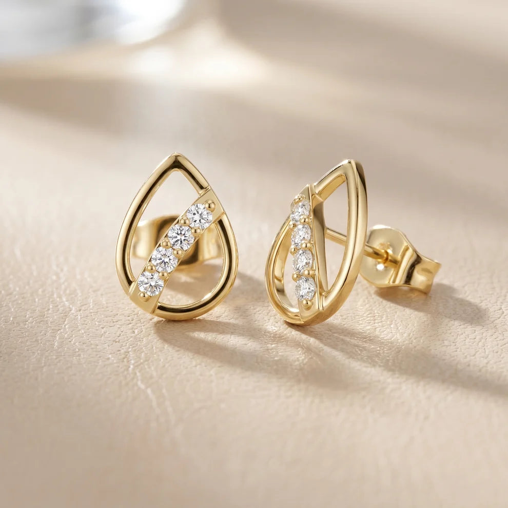 Wave Round Diamond Earrings
