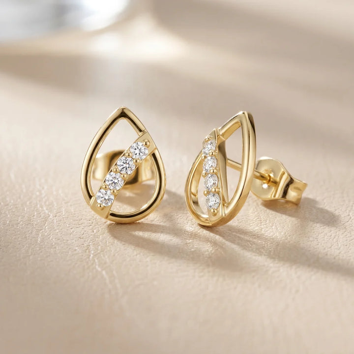 Wave Round Diamond Earrings
