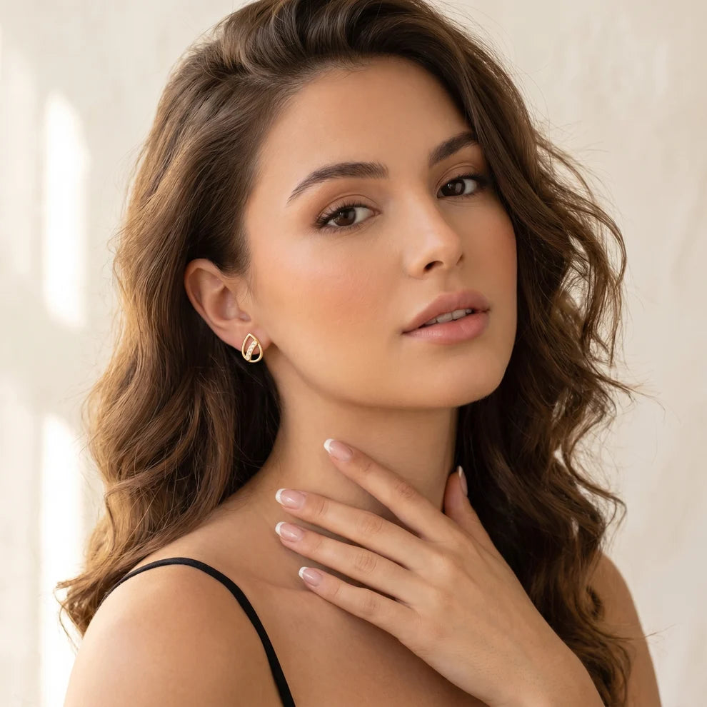 Wave Round Diamond Earrings