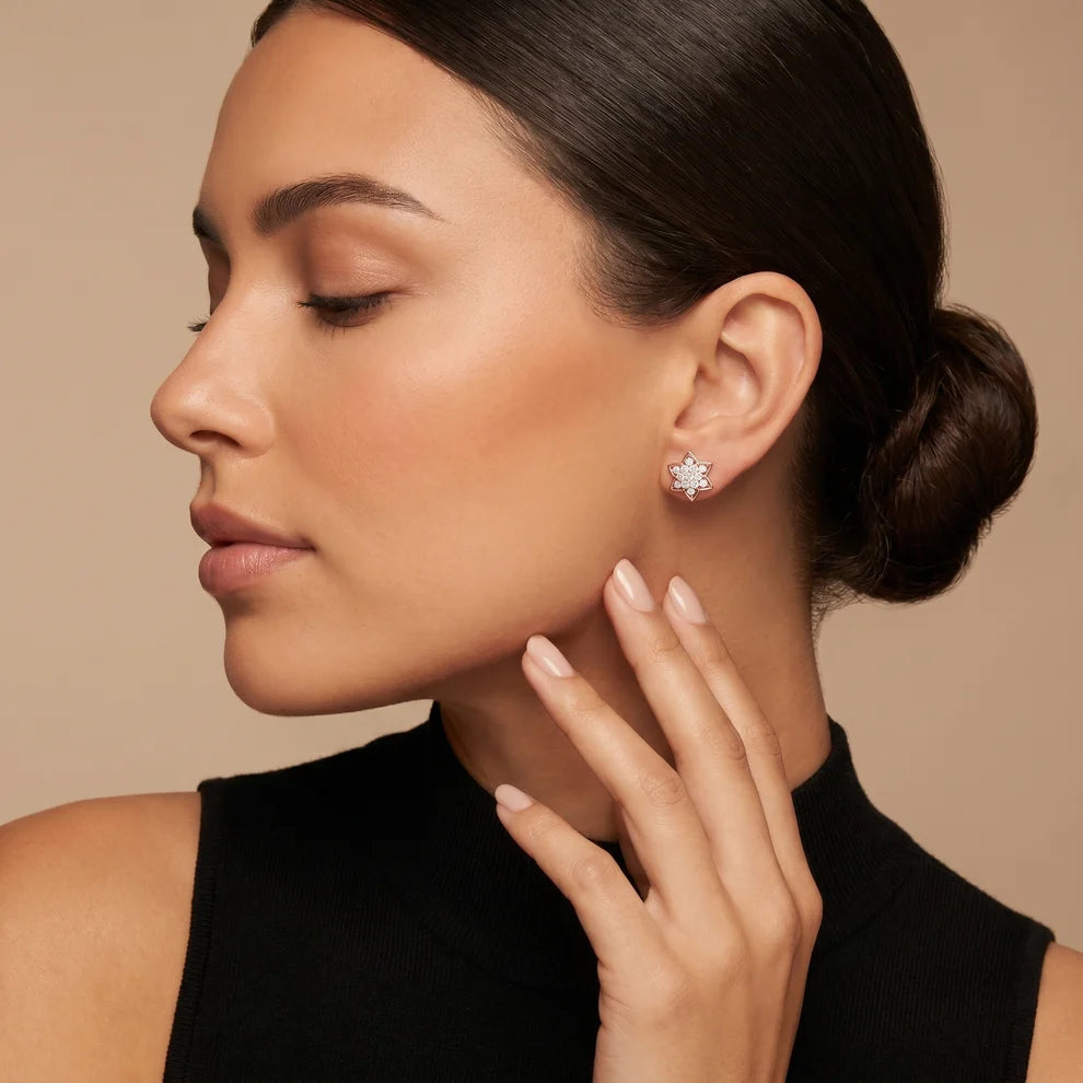 Stella Hexa Round Diamond Cluster Earrings