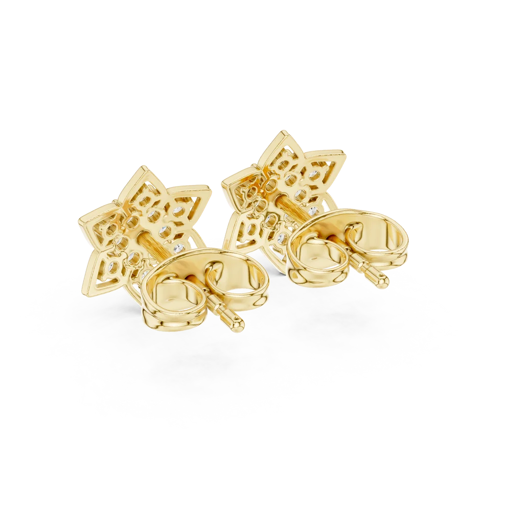 Stella Hexa Round Diamond Cluster Earrings