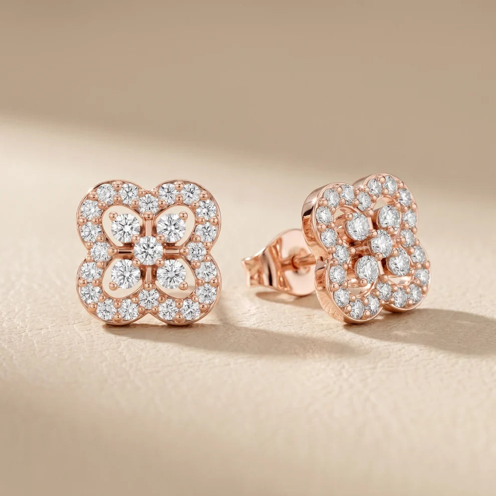Fleur Tapestry Round Diamond Earrings