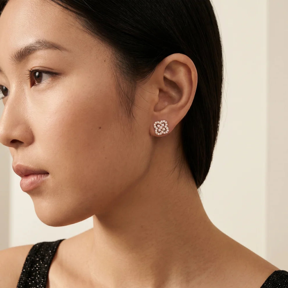 Fleur Tapestry Round Diamond Earrings