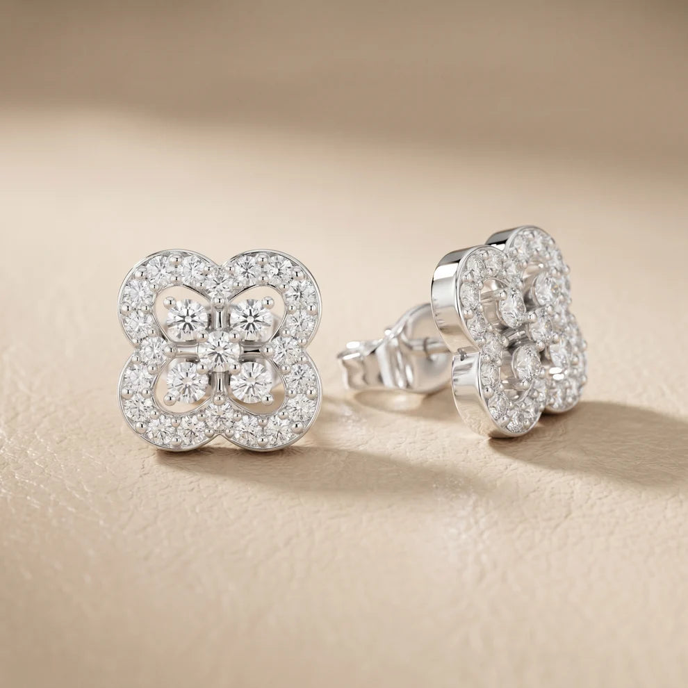 Fleur Tapestry Round Diamond Earrings