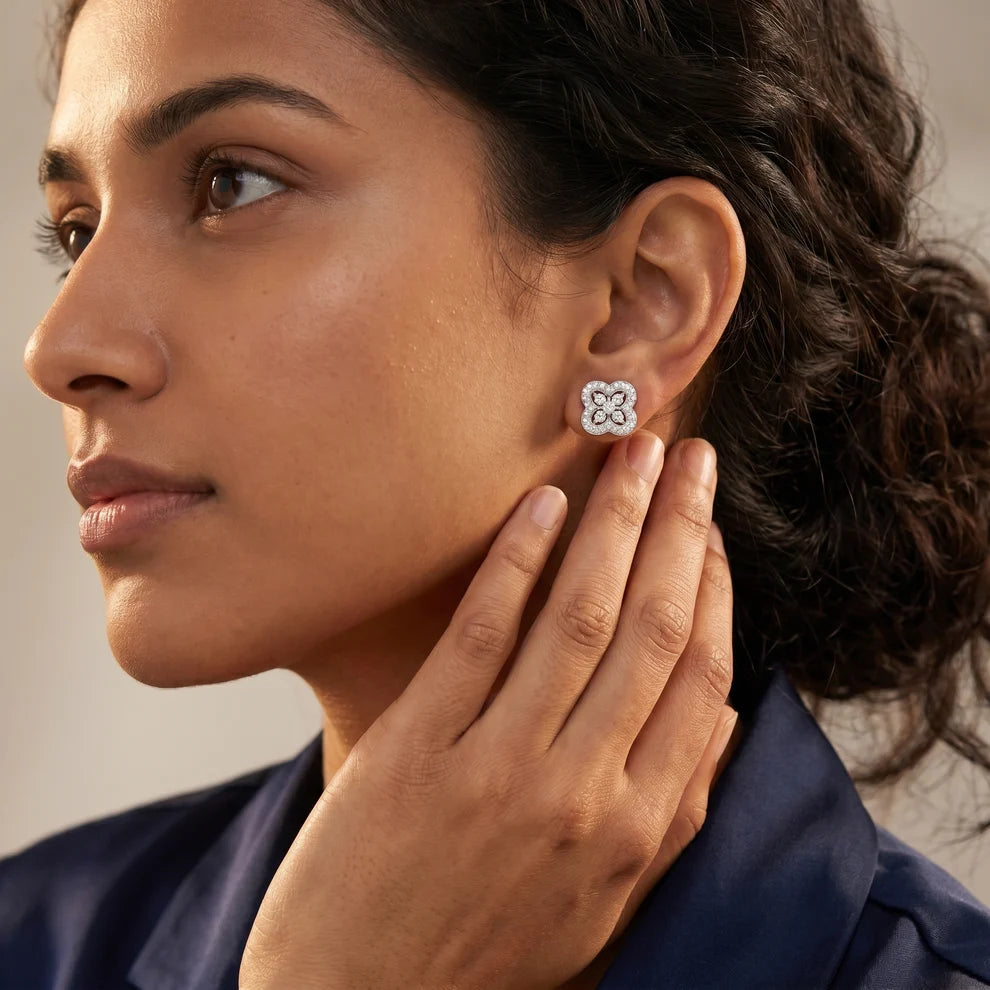 Fleur Tapestry Round Diamond Earrings