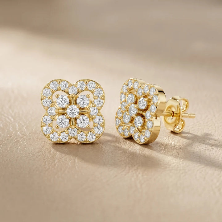 Fleur Tapestry Round Diamond Earrings
