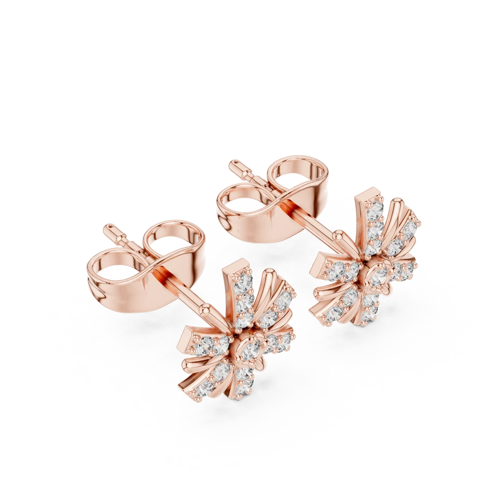 Bloom Floral Round Diamond Earrings