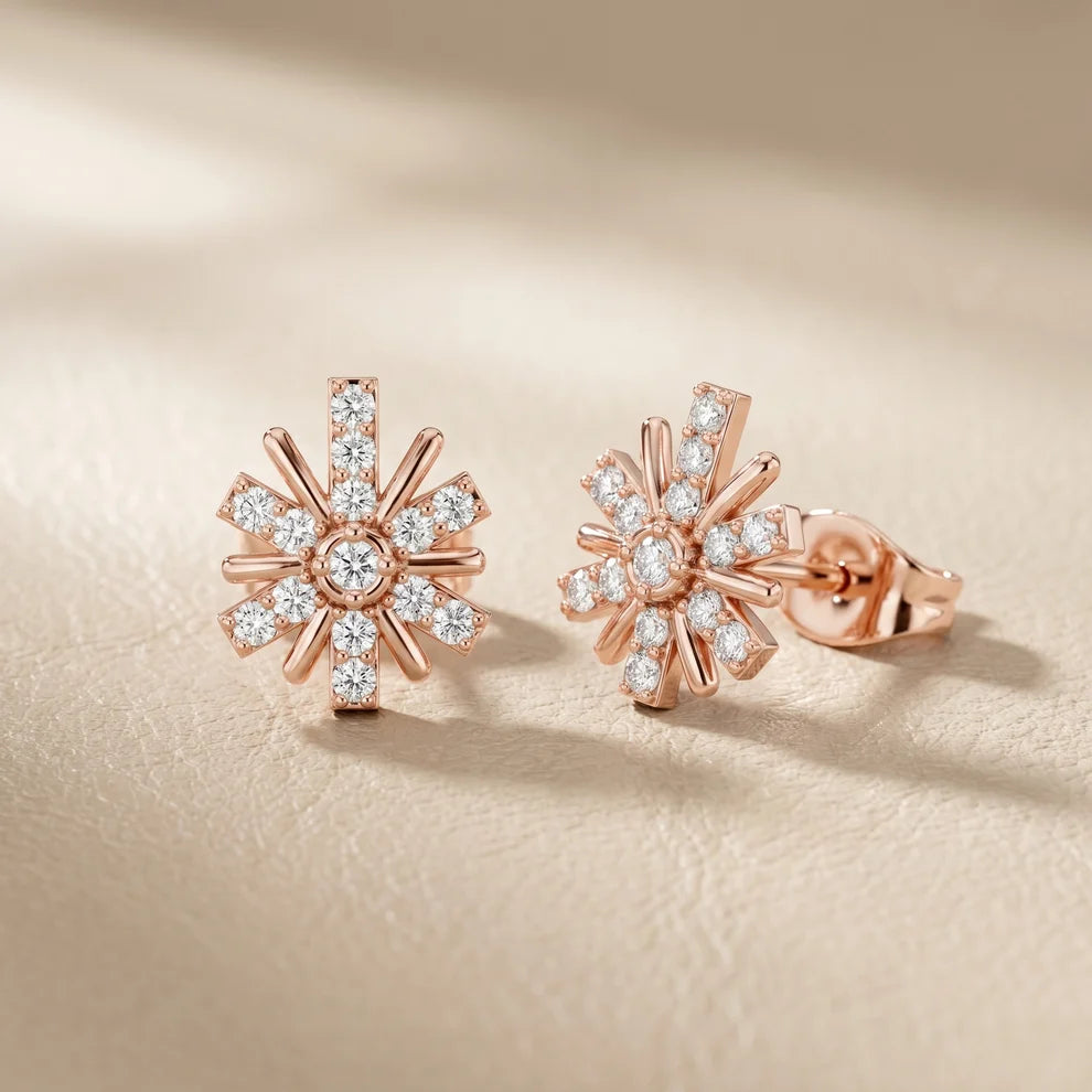 Bloom Floral Round Diamond Earrings