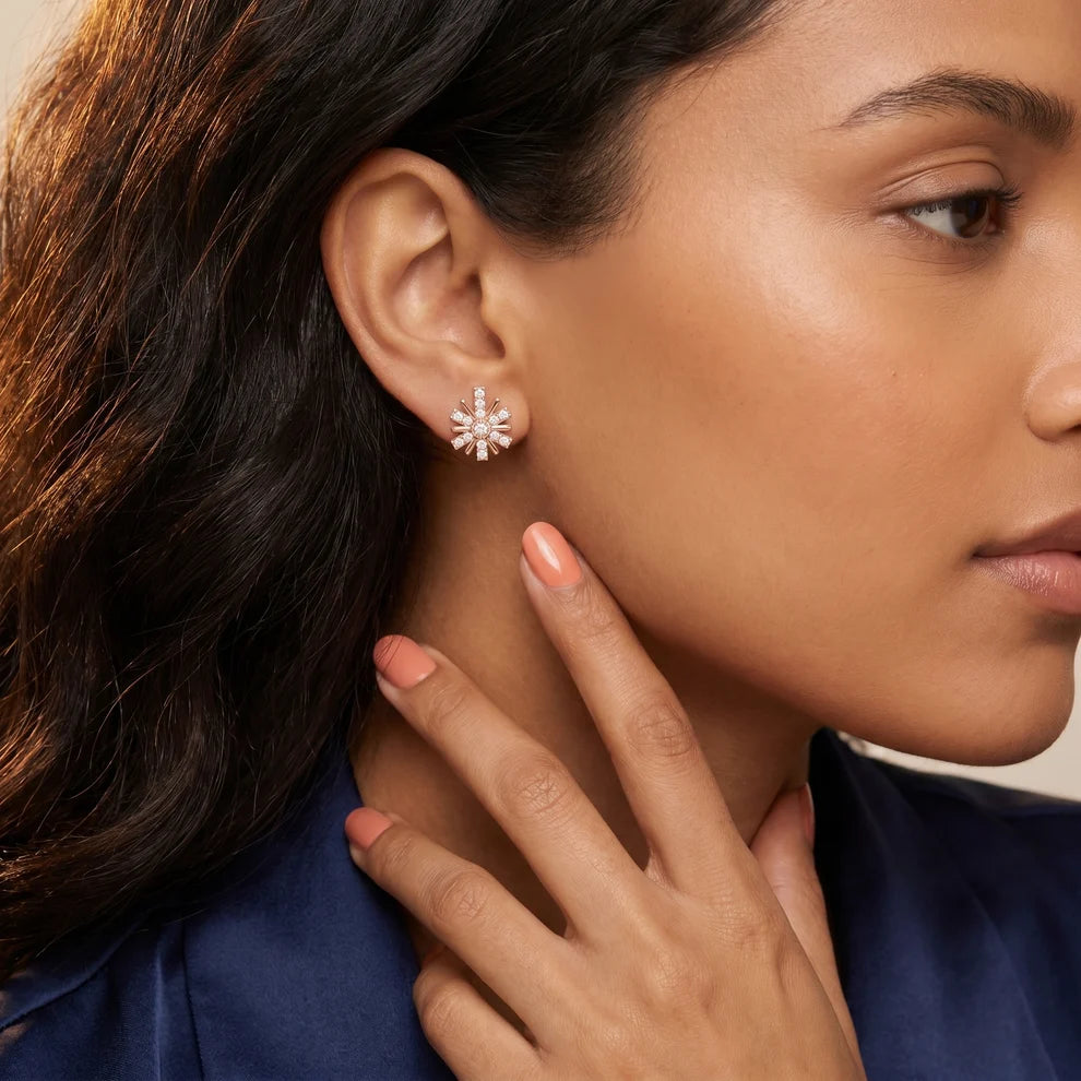 Bloom Floral Round Diamond Earrings