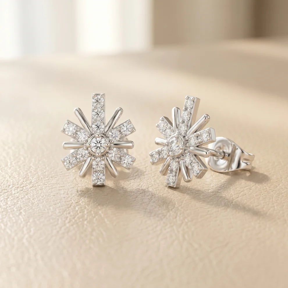 Bloom Floral Round Diamond Earrings