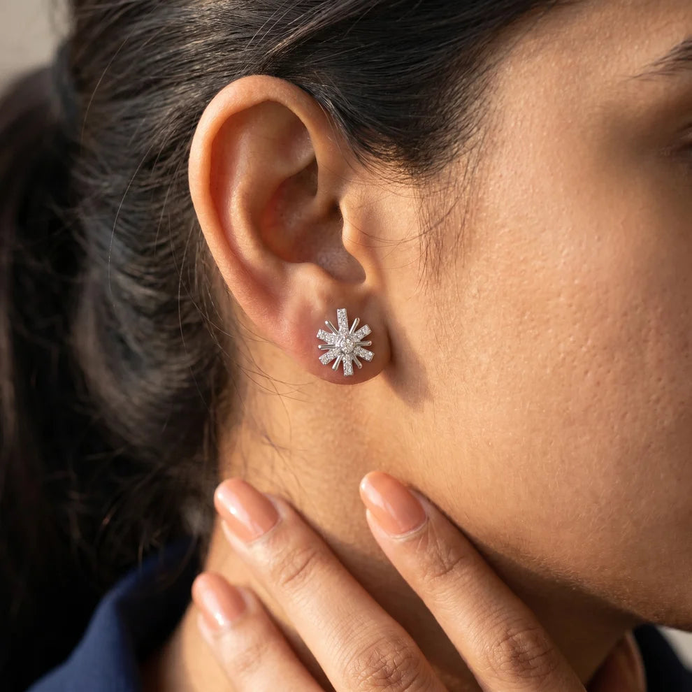 Bloom Floral Round Diamond Earrings