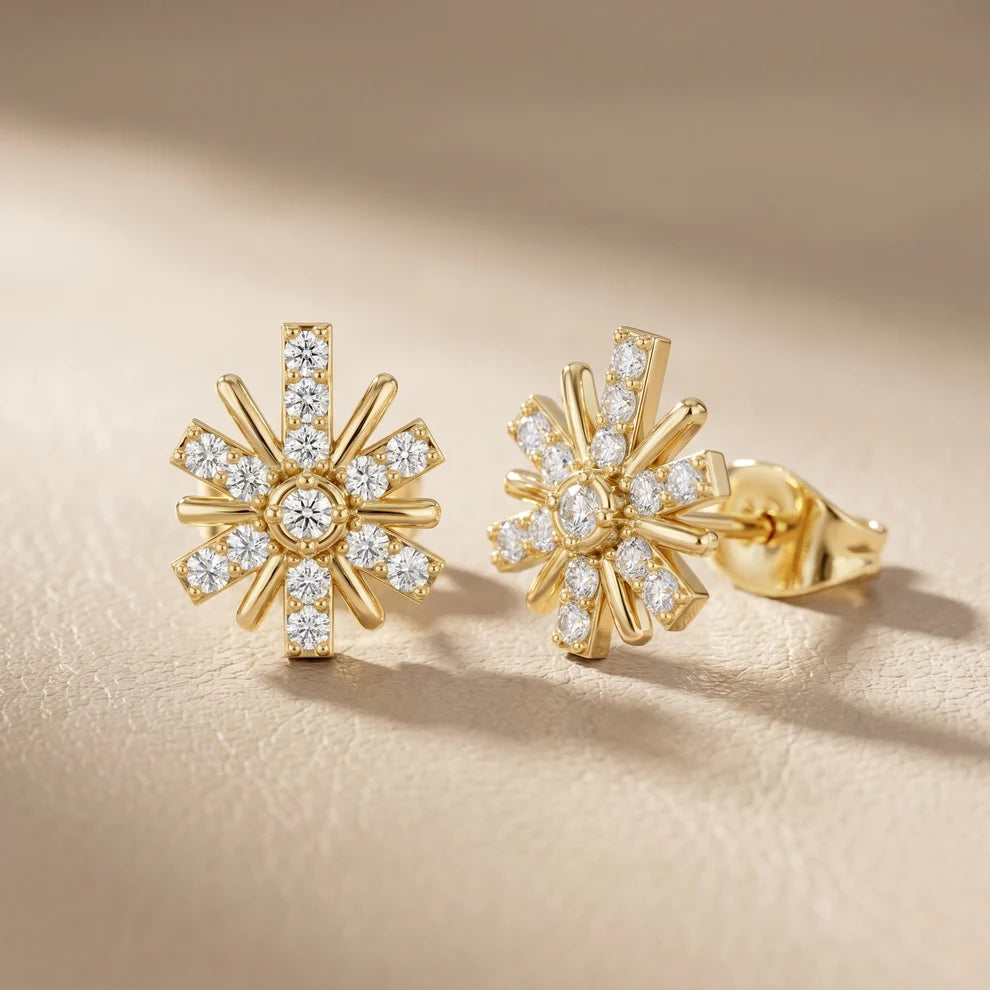 Bloom Floral Round Diamond Earrings