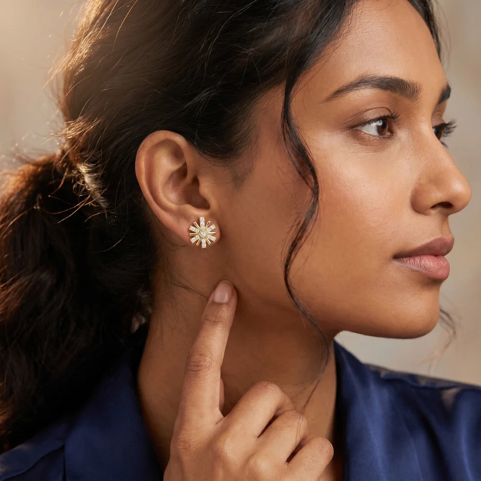 Bloom Floral Round Diamond Earrings