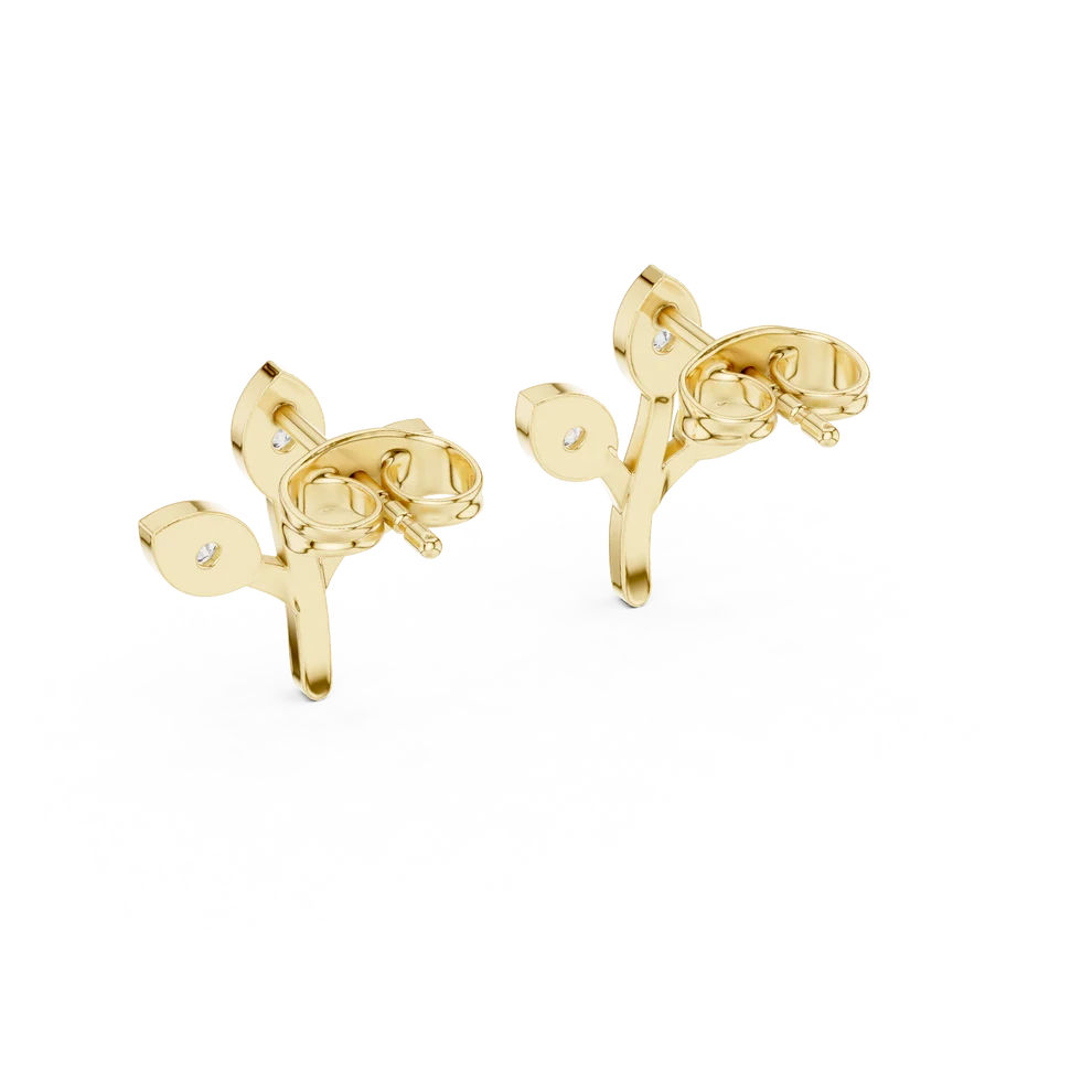 Whispering Leaf Round Diamond Earrings