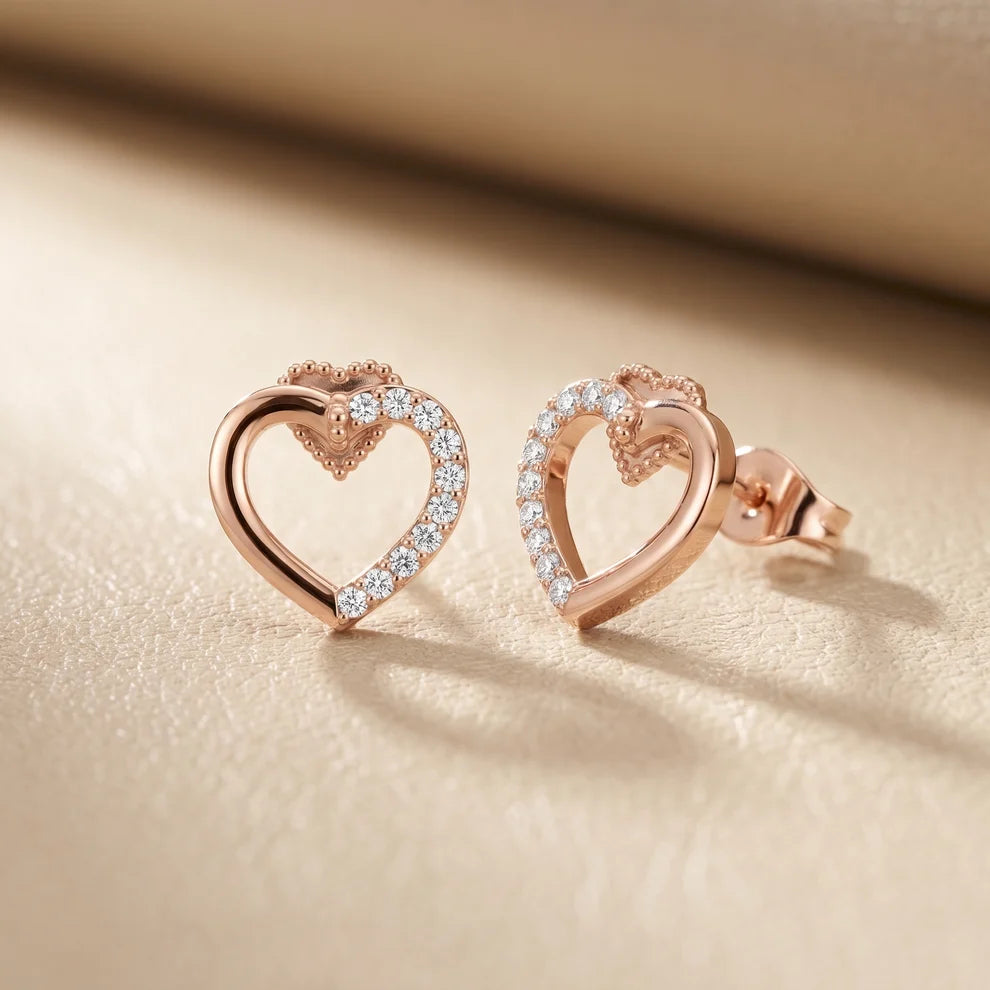 Petal Beaded Round Diamond Earrings