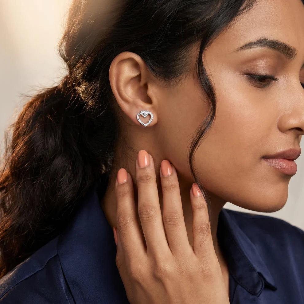 Petal Beaded Round Diamond Earrings