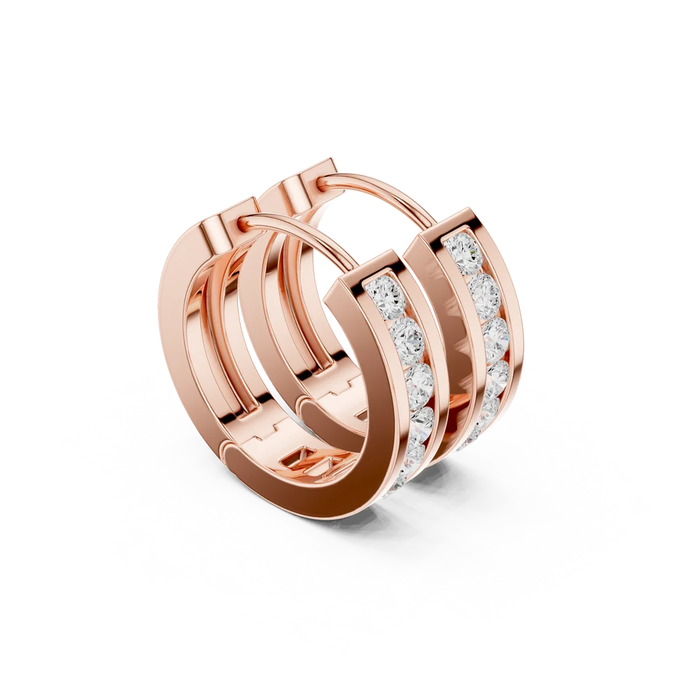 Solace Track Round Diamond Hoop Earrings