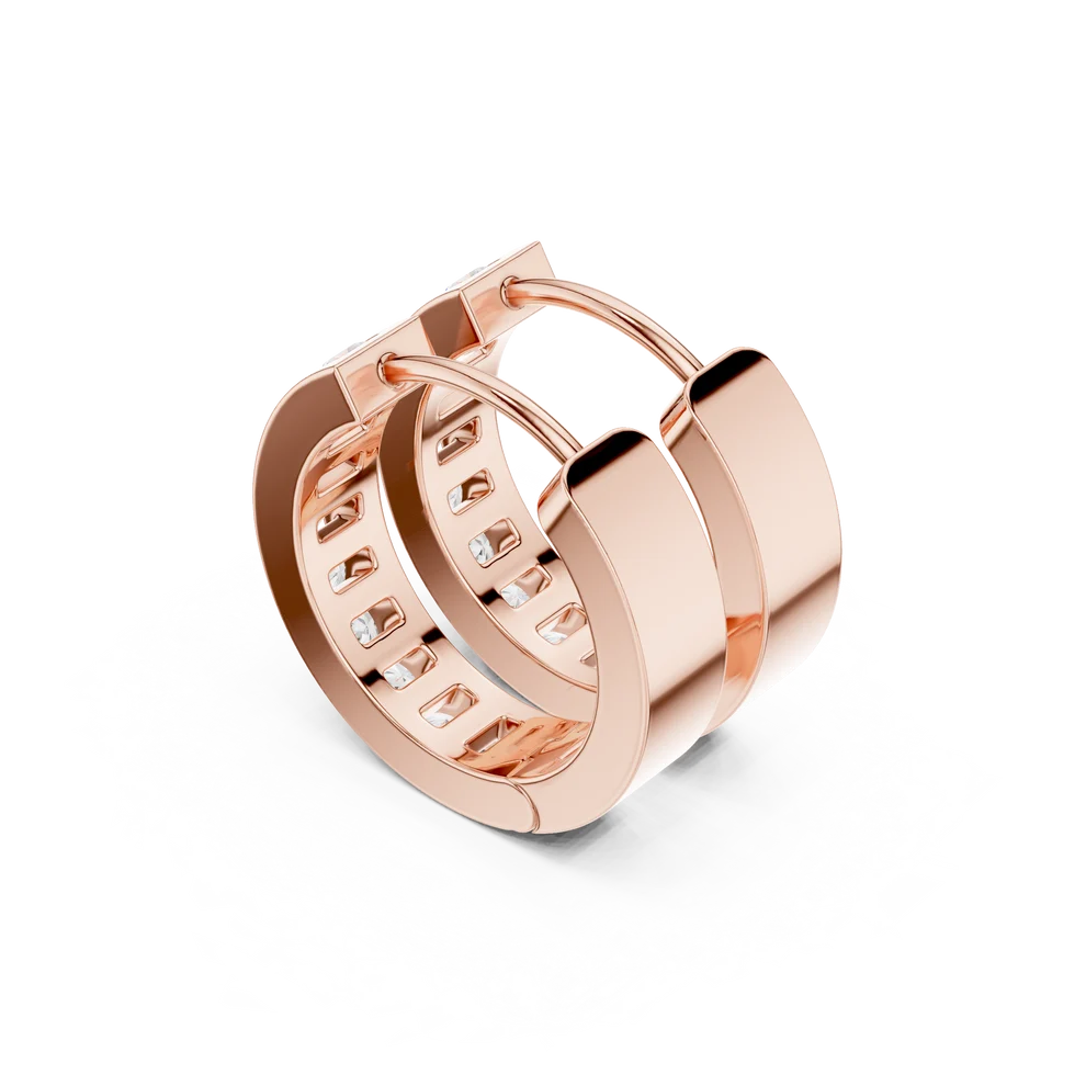 Solace Track Round Diamond Hoop Earrings