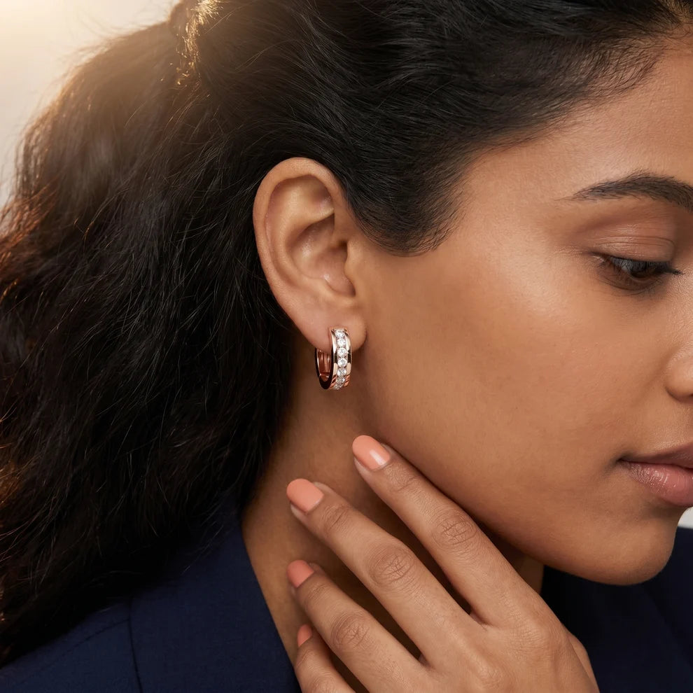 Solace Track Round Diamond Hoop Earrings