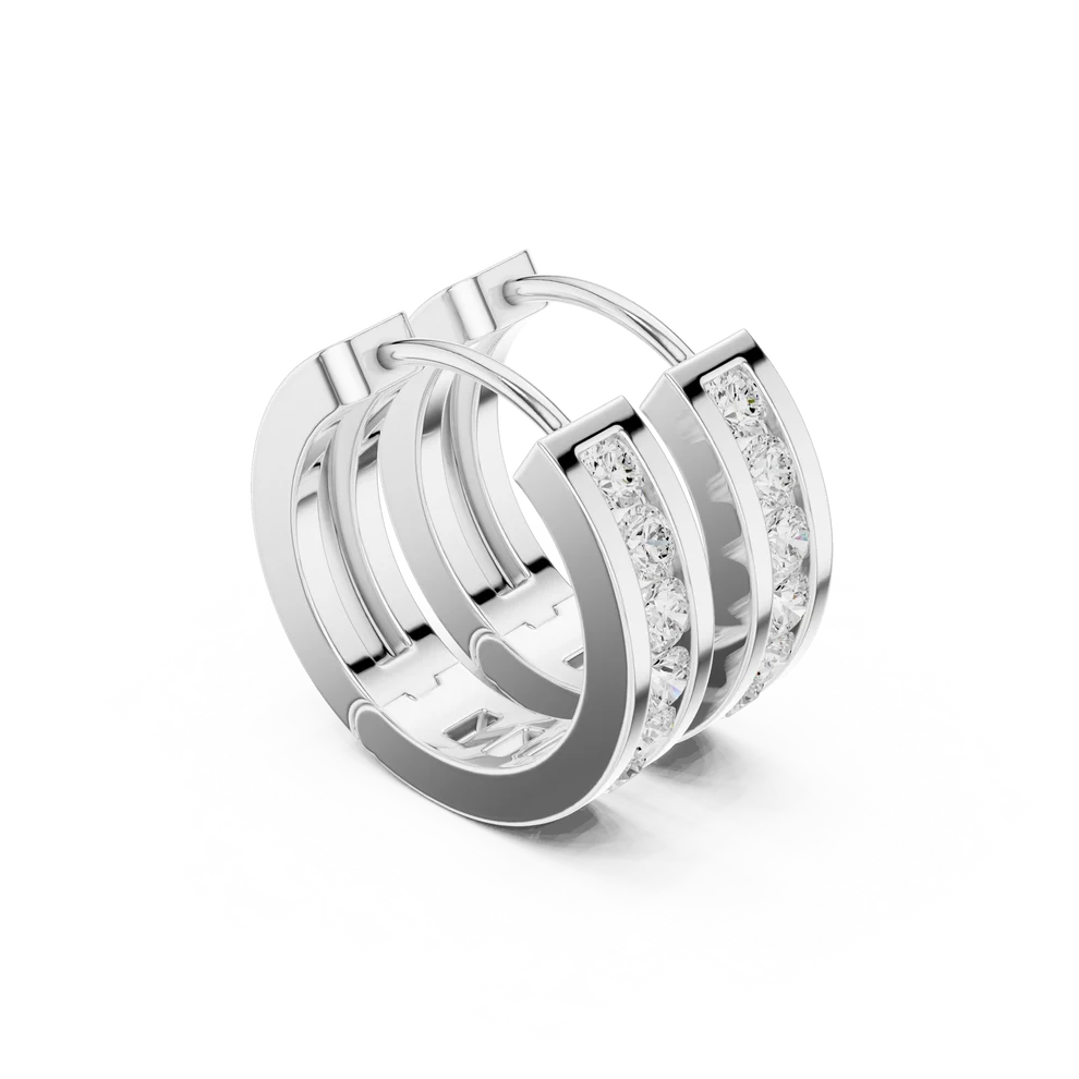 Solace Track Round Diamond Hoop Earrings